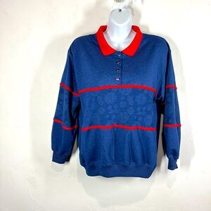 Vintage Blast Blue blue and red collared sweatshirt size small petite